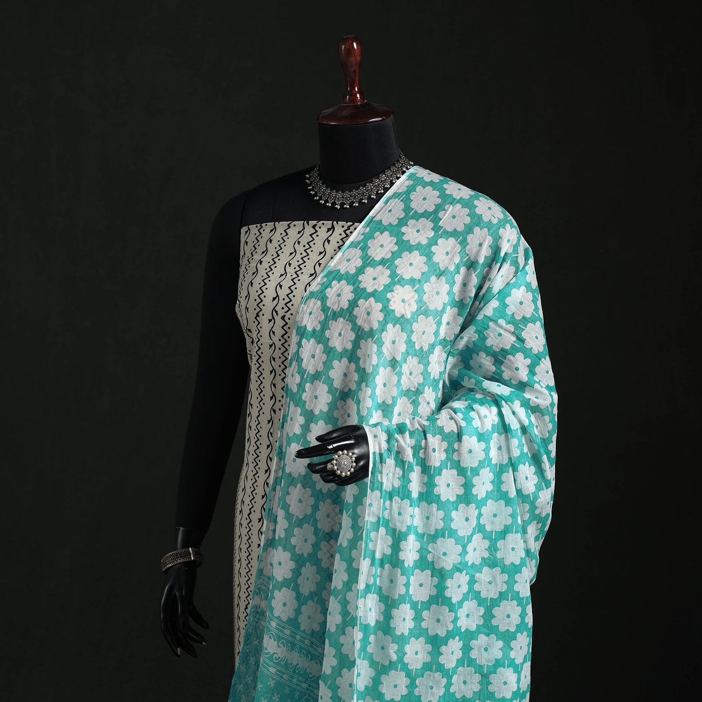 Cotton jaipur printed dupatta 02 - handcrafted