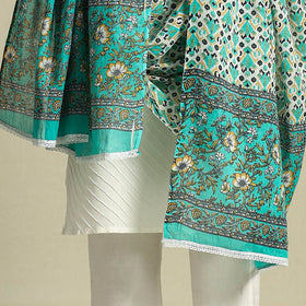 Green - cotton jaipur printed dupatta 27 - handcrafted