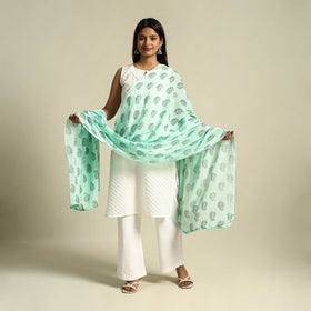  Green Cotton Jaipur Printed Dupatta Online