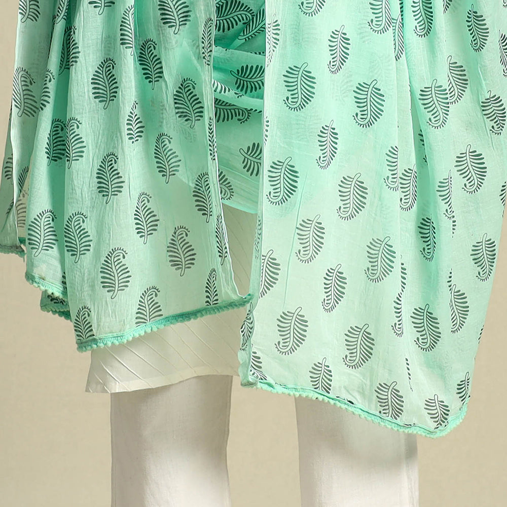  Green Cotton Jaipur Printed Dupatta Online