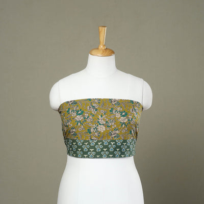 Green - cotton kalamkari blouse piece 02 - handcrafted