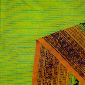  Cotton Green Kanchipuram Fabric with Thread Border