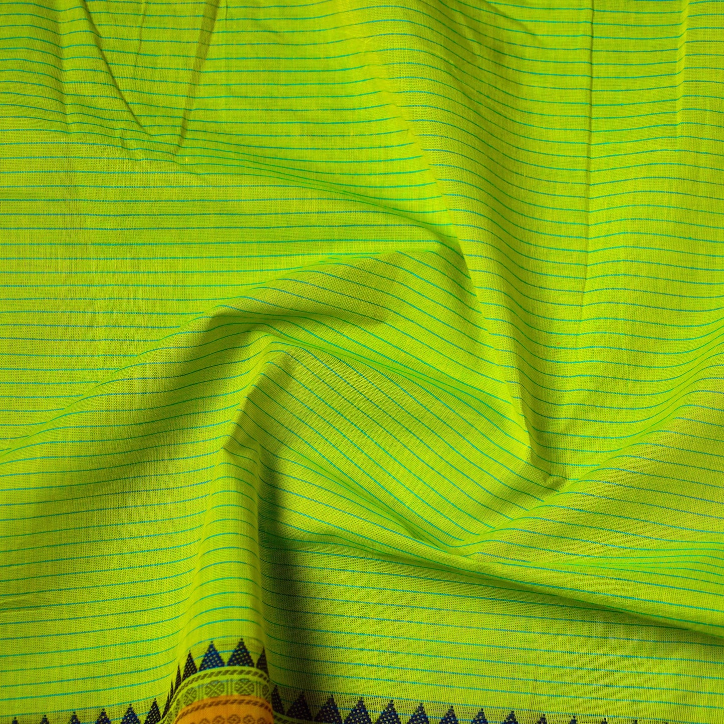  Cotton Green Kanchipuram Fabric with Thread Border