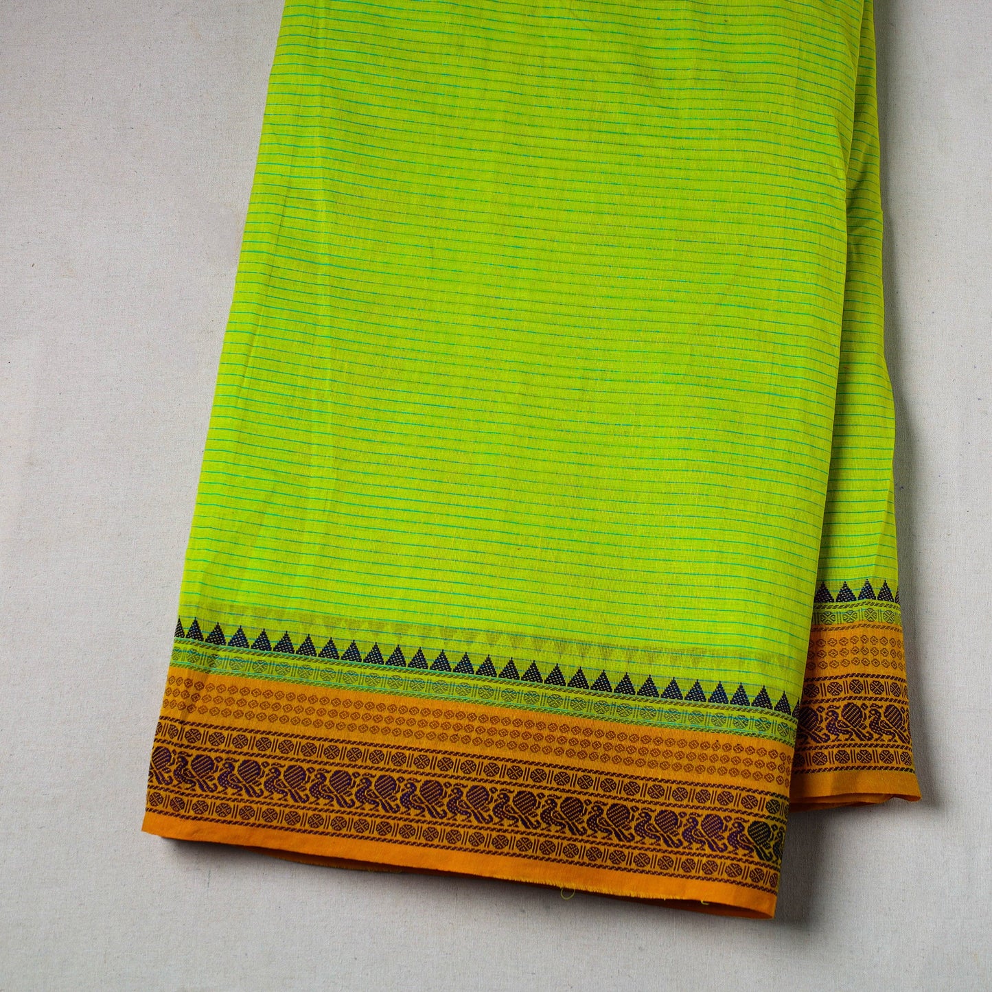  Cotton Green Kanchipuram Fabric with Thread Border