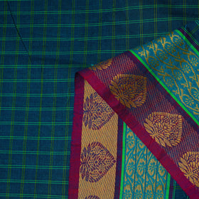  Cotton Green Kanchipuram Fabric with Thread Border