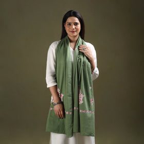 Buy Green Cotton Kashida Embroidery Stole
