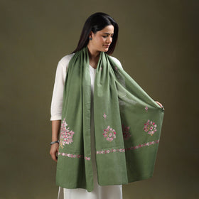 Buy Green Cotton Kashida Embroidery Stole