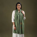 Green - cotton kashida embroidery stole 14 - handcrafted