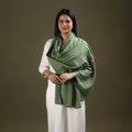Green - cotton kashida embroidery stole 22 - handcrafted