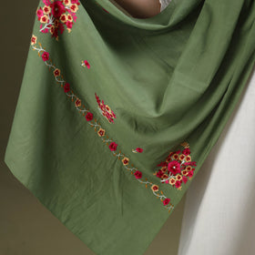 Buy Green Cotton Kashida Embroidery Stole