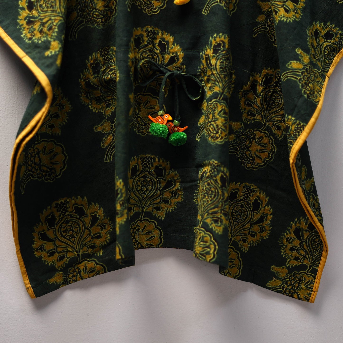 Green Ajrakh Block Print Cotton Kids Kaftan (3-4 Years)