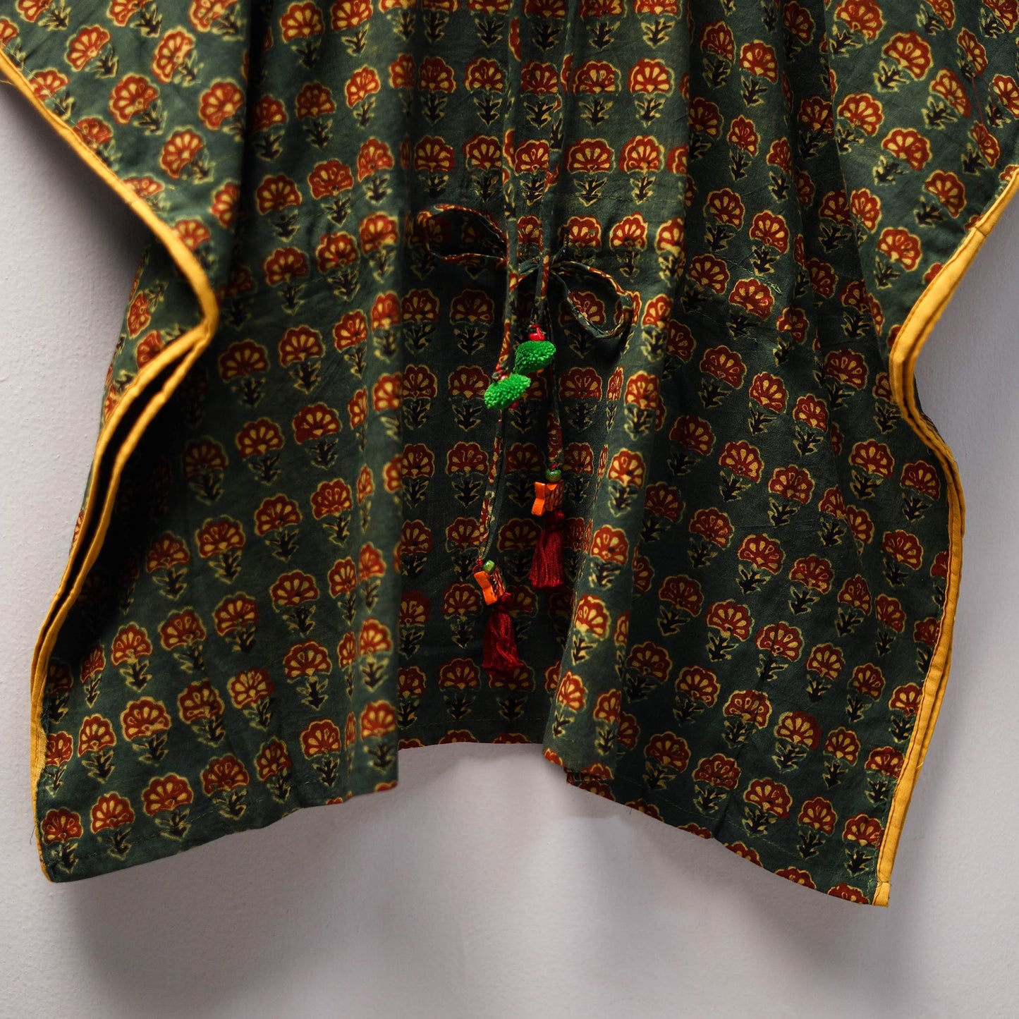 Green Ajrakh Block Print Cotton Kids Kaftan (3-4 Years)