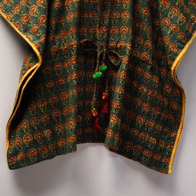 Green Ajrakh Block Print Cotton Kids Kaftan (3-4 Years)