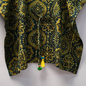 Green Ajrakh Block Print Cotton Kids Kaftan (3-4 Years)