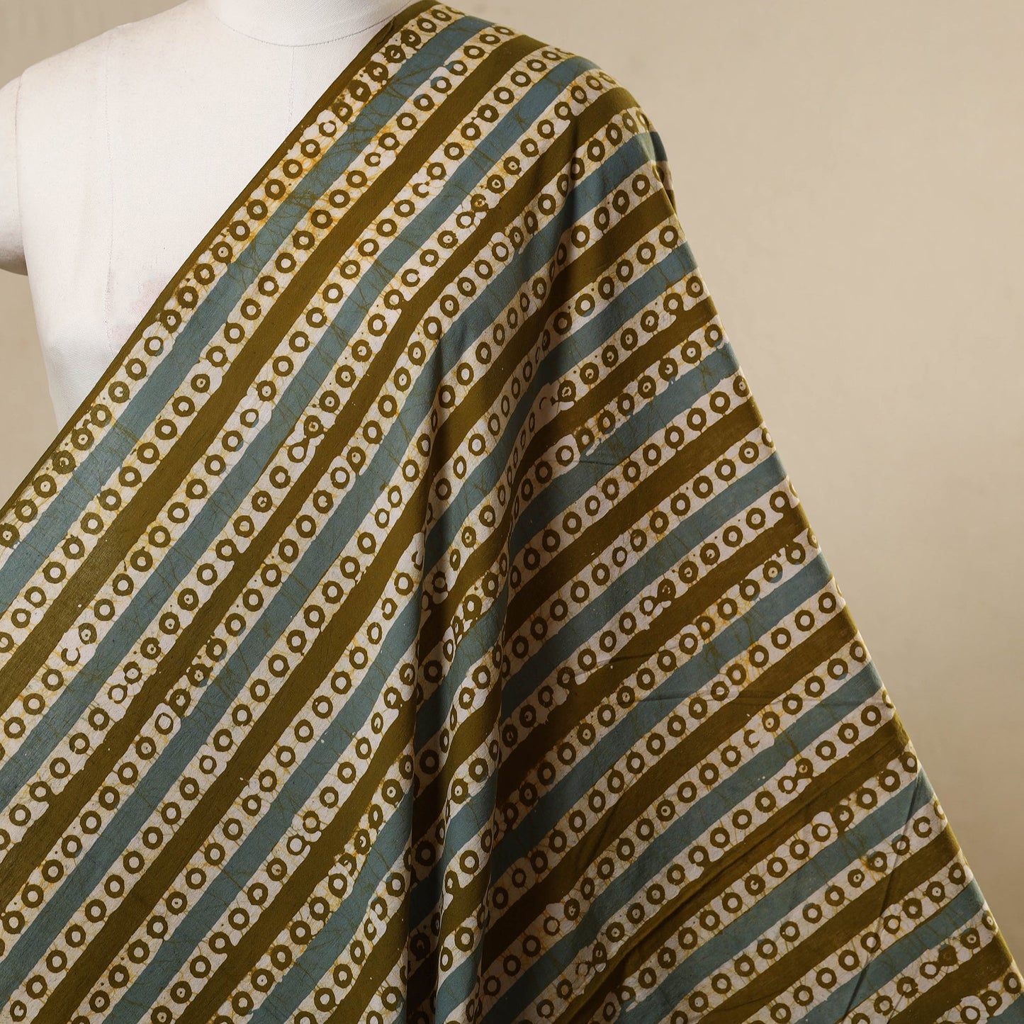 Green - cotton kutch batik fabric 22 - handcrafted