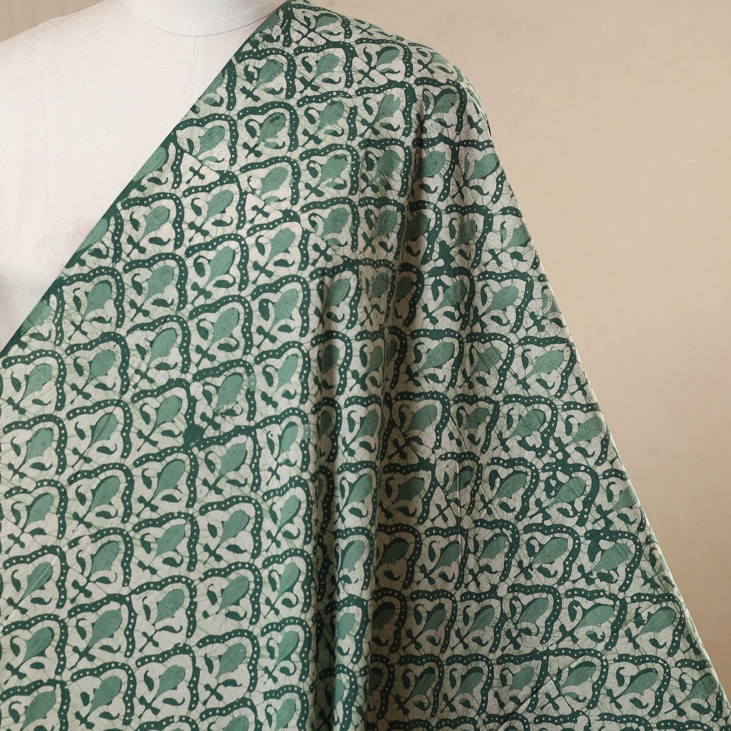 Green - cotton kutch batik fabric 03 - handcrafted