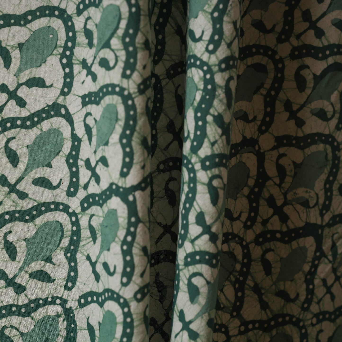 Green - cotton kutch batik fabric 03 - handcrafted