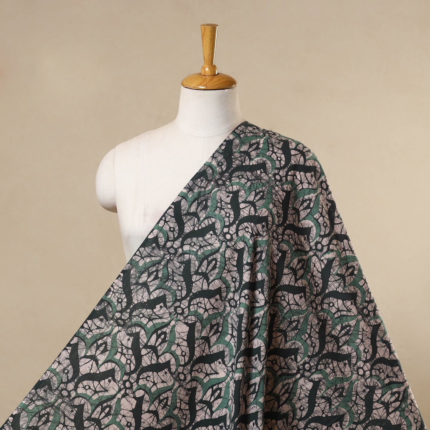 Green - cotton kutch batik fabric 06 - handcrafted