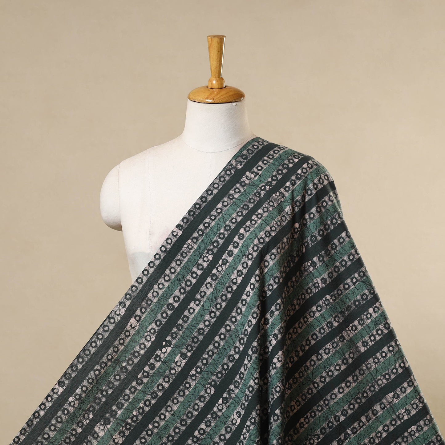 Green - cotton kutch batik fabric 14 - handcrafted