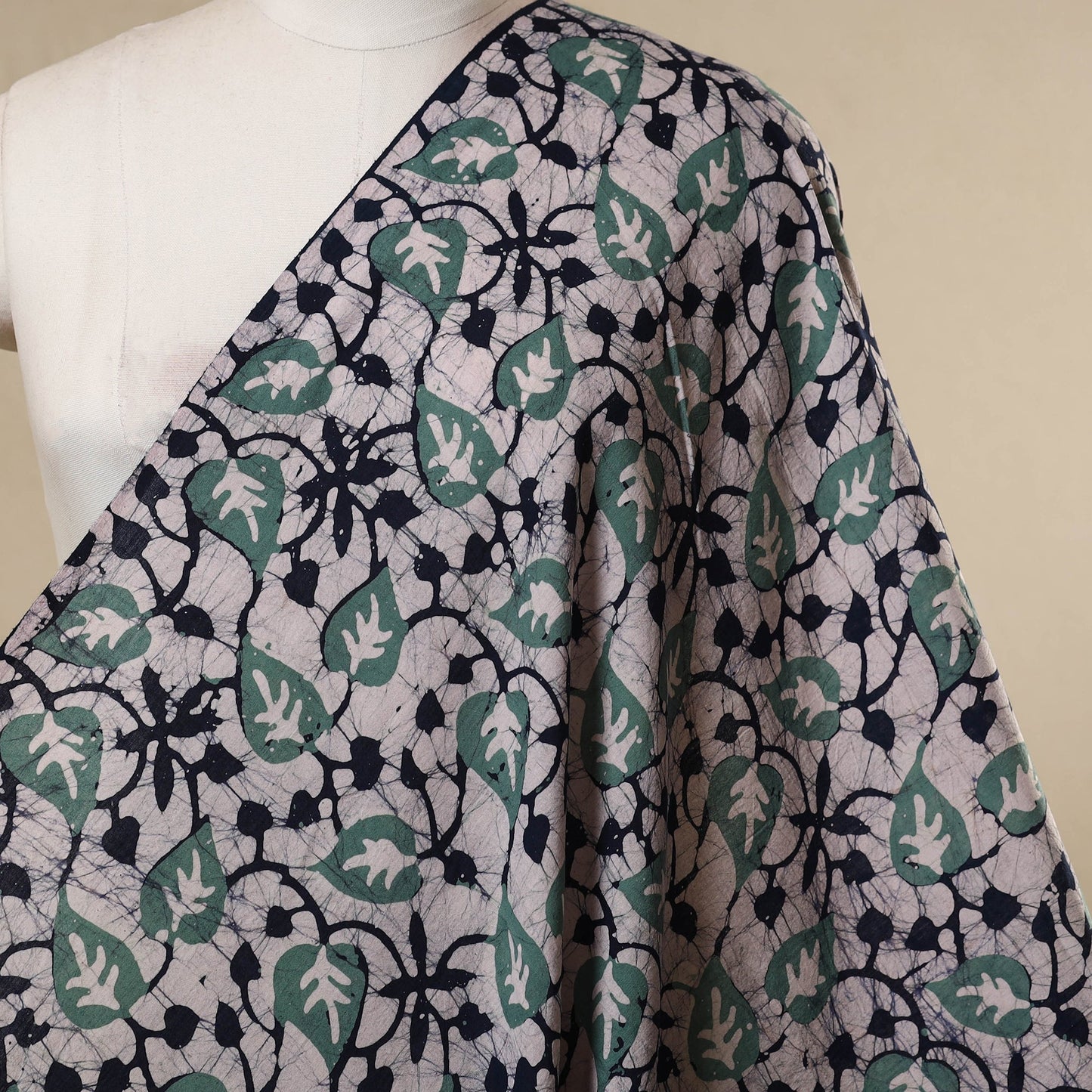 Green - cotton kutch batik fabric 41 - handcrafted