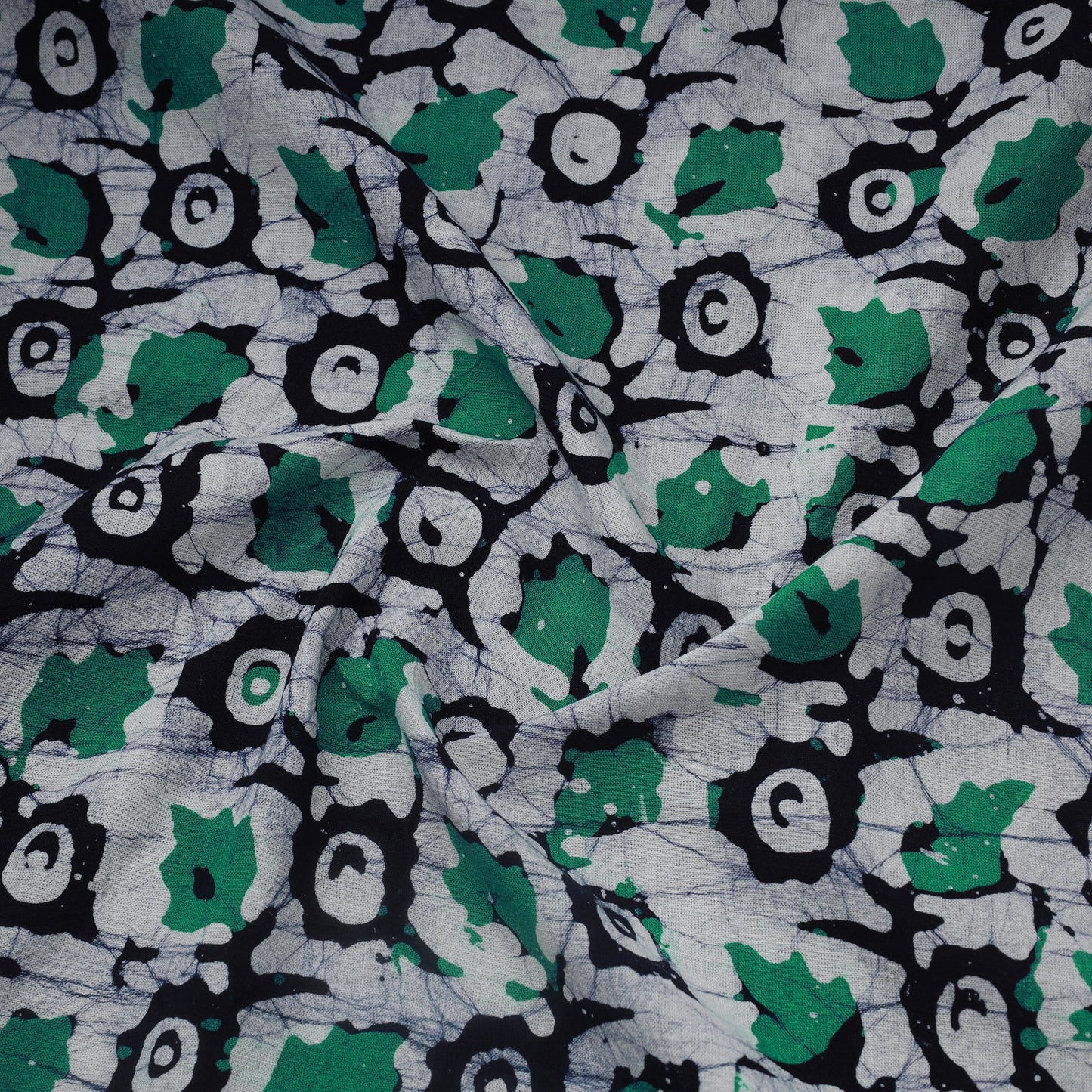 Green Cotton Kutch Hand Batik Print Fabric