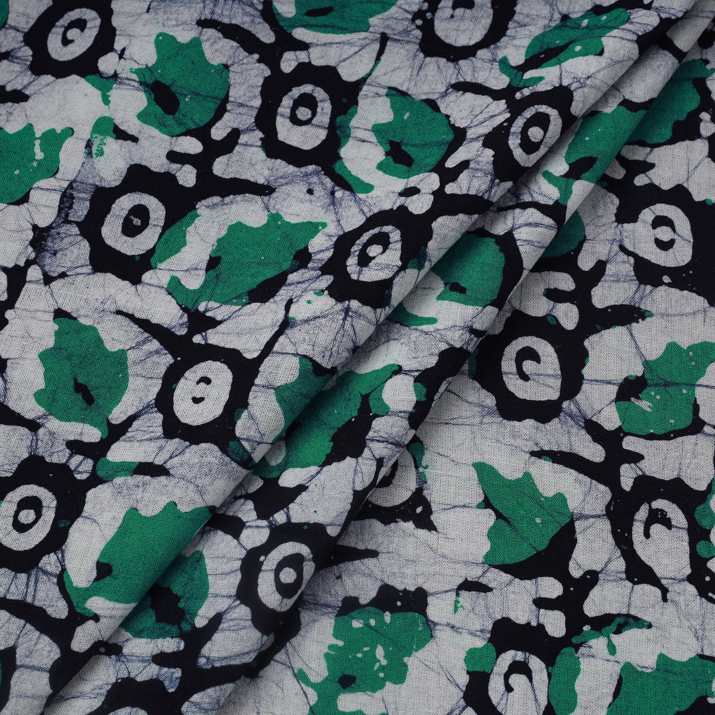 Green Cotton Kutch Hand Batik Print Fabric