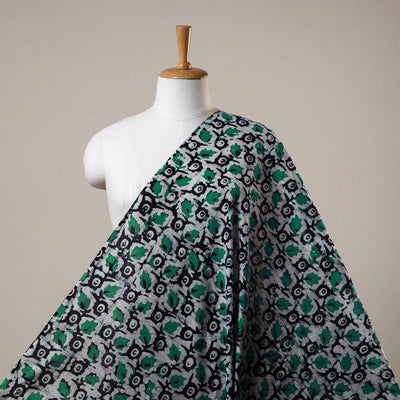 Green Cotton Kutch Hand Batik Print Fabric