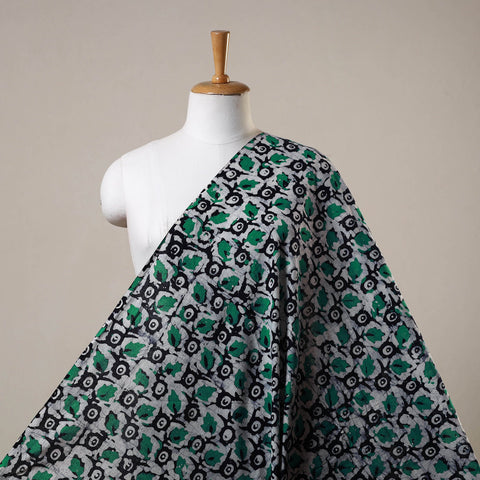 Green Cotton Kutch Hand Batik Print Fabric