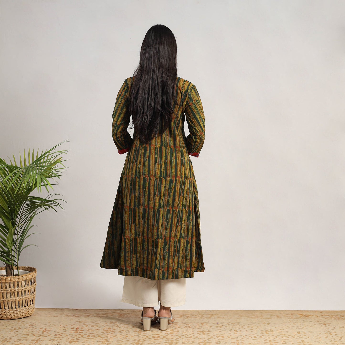 Buy Green Block Print Cotton A-Line Akola Kurta