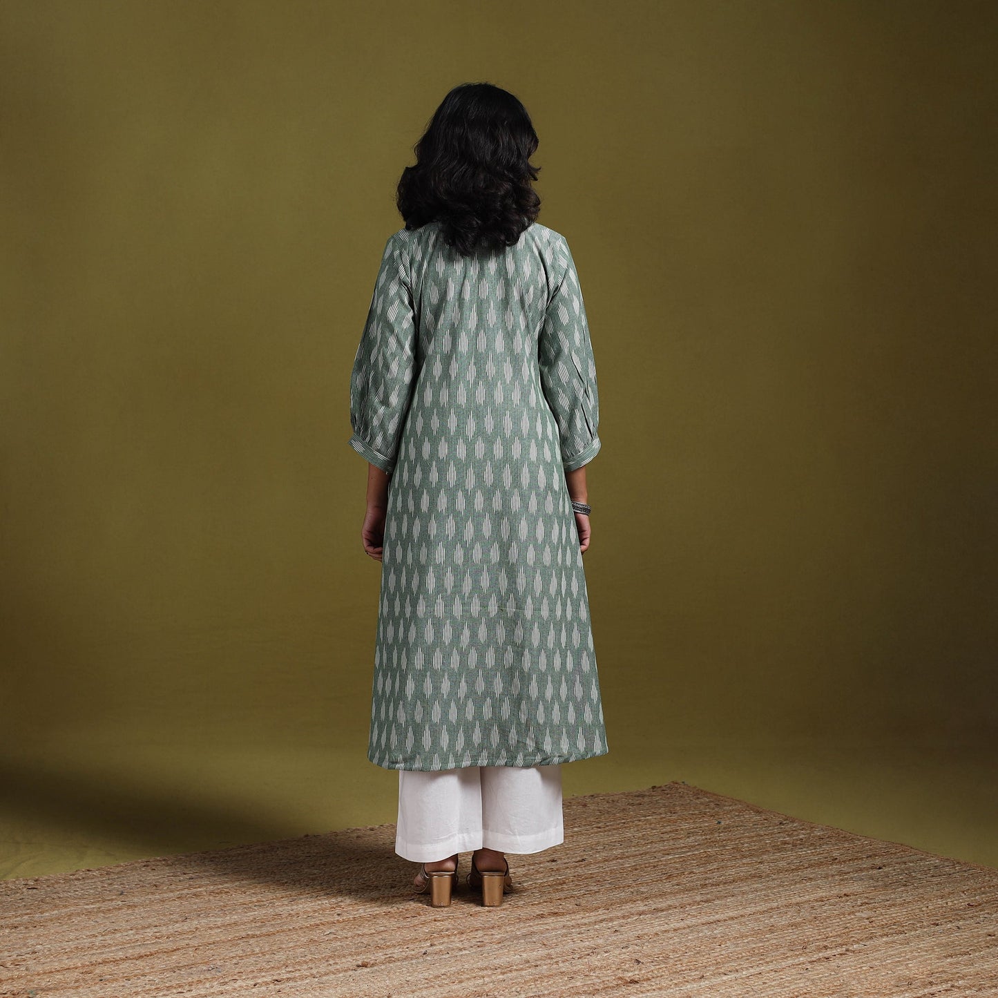 Cotton a-line pochampally ikat kurta for women 02