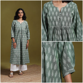 Cotton a-line pochampally ikat kurta for women 02