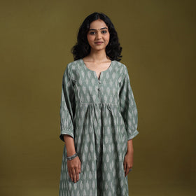 Cotton a-line pochampally ikat kurta for women 02