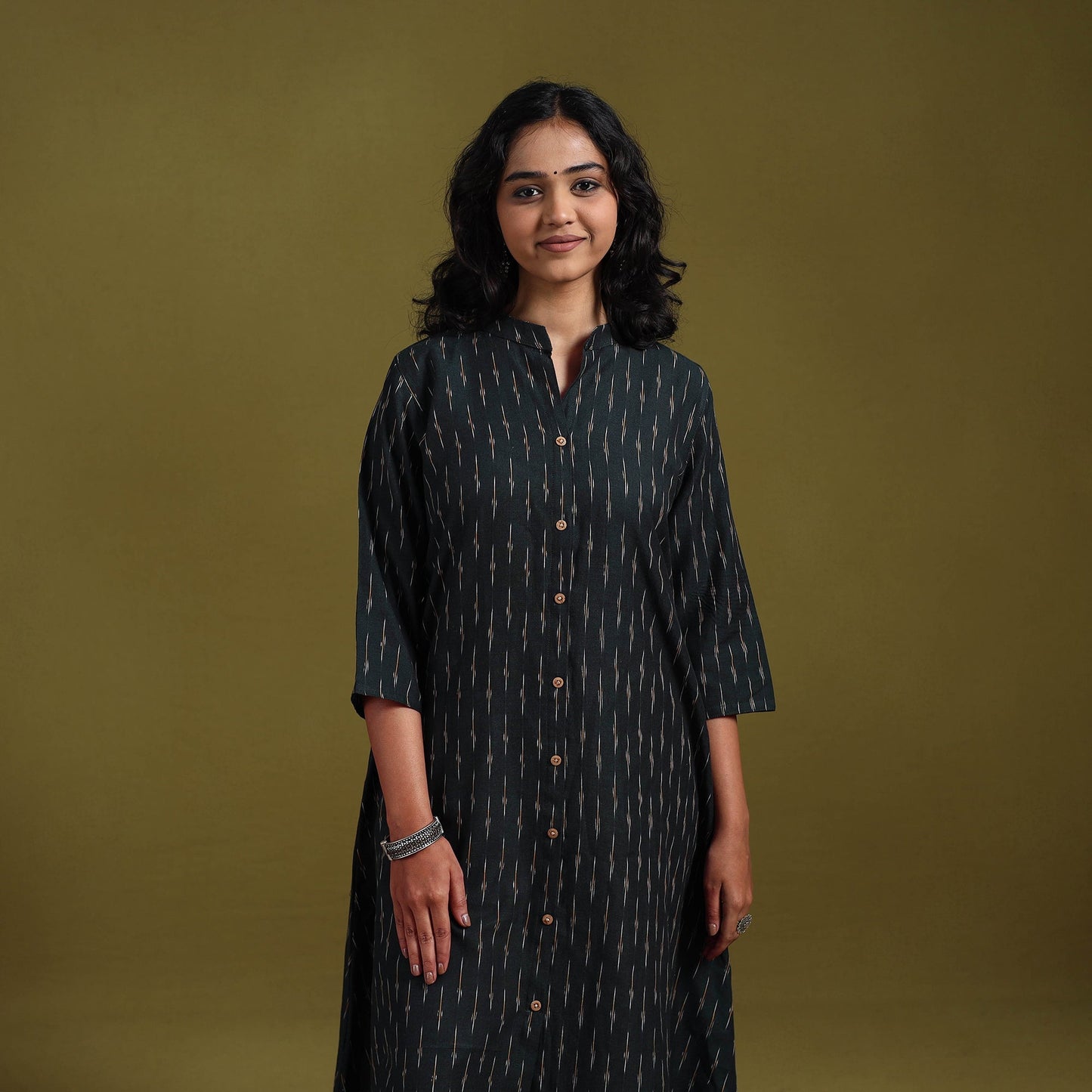 Cotton a-line pochampally ikat kurta for women 09