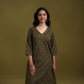 Cotton a-line pochampally ikat kurta for women 25