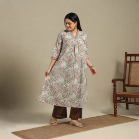 Block Print Cotton A-Line Sanganeri Kurta