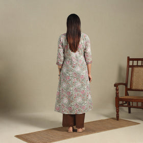 Block Print Cotton A-Line Sanganeri Kurta