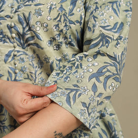 Green - cotton a-line sanganeri kurta 09 - handcrafted