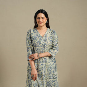 Green - cotton a-line sanganeri kurta 09 - handcrafted