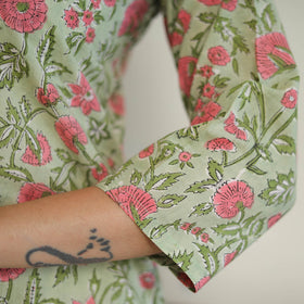 Green - cotton a-line sanganeri kurta 09 - handcrafted