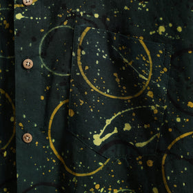 Green Block Print Cotton Men Half Sleeve Ajrakh Shirt