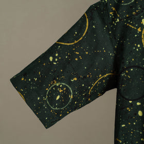 Green Block Print Cotton Men Half Sleeve Ajrakh Shirt