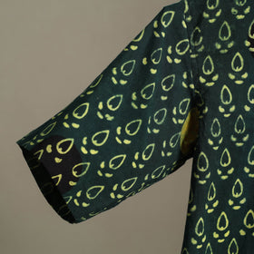 Green Block Print Cotton Men Half Sleeve Ajrakh Shirt