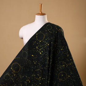 Black Block Print Cotton Natural Dyed Ajrakh Fabric