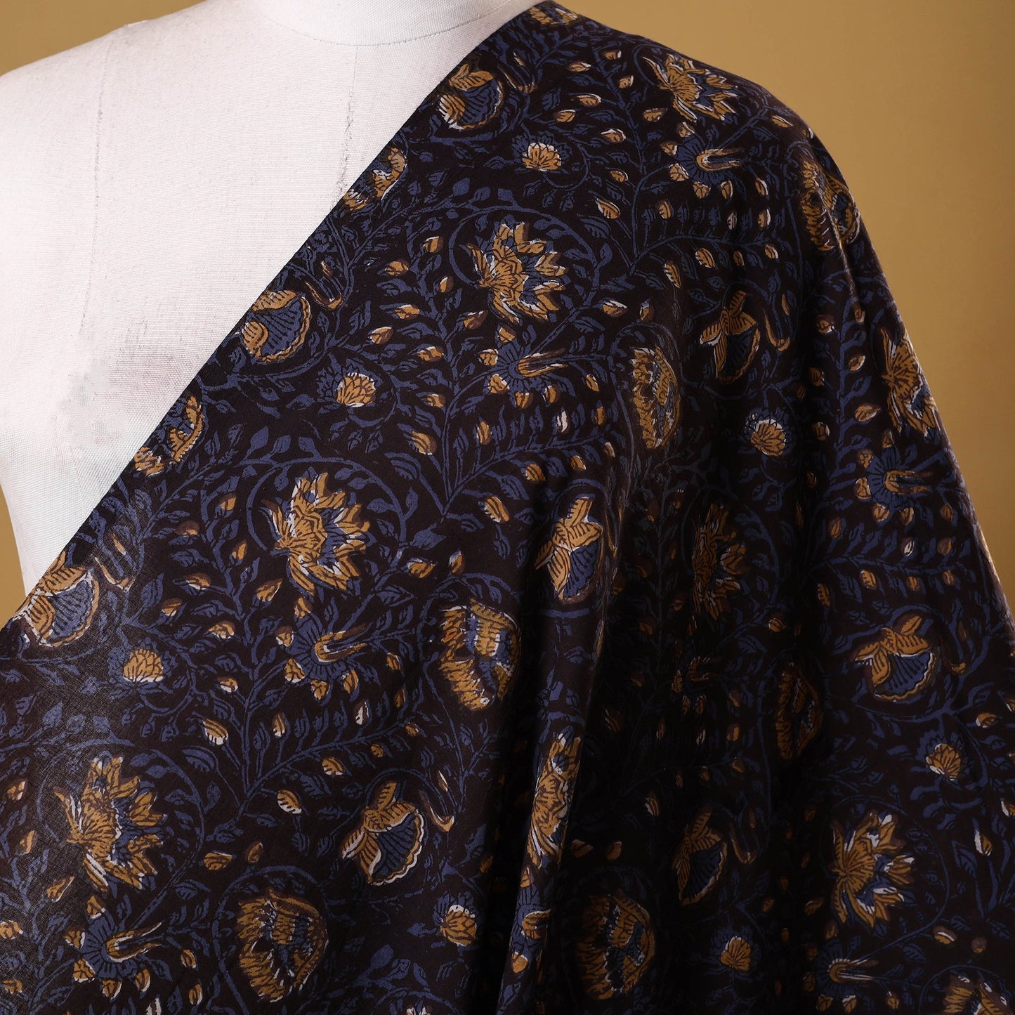 Green - cotton natural dyed jahota fabric 14 - handcrafted