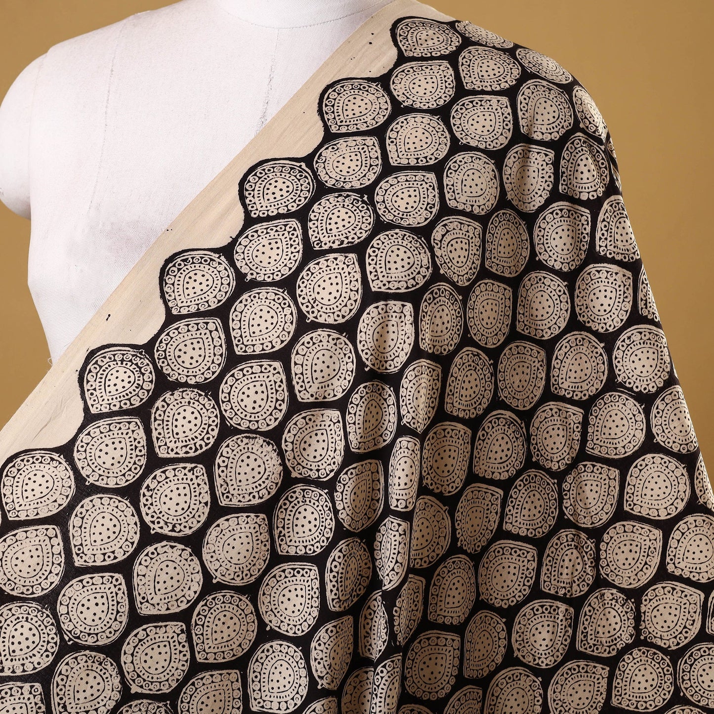 Green - cotton natural dyed jahota fabric 17 - handcrafted