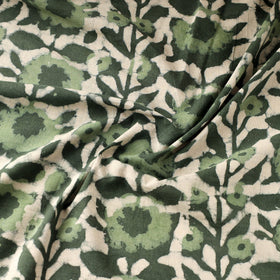 Green Block Print Cotton Natural Dyed Jahota Fabric