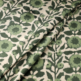 Green Block Print Cotton Natural Dyed Jahota Fabric
