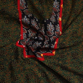 Green - Ajrakh Print Cotton Patchwork Kurta Material (3m) 06