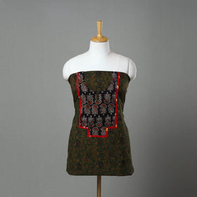 Green - Ajrakh Print Cotton Patchwork Kurta Material (3m) 06