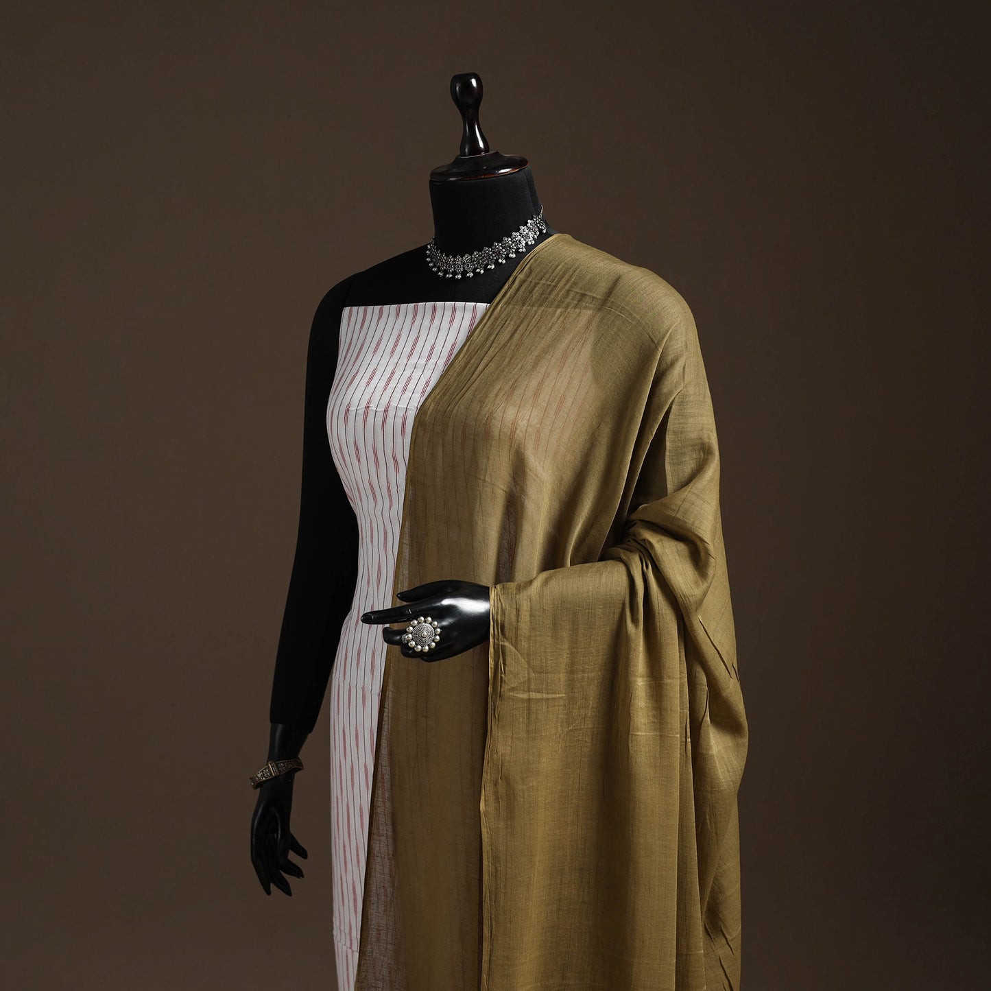 Cotton plain dupatta 06 - handcrafted